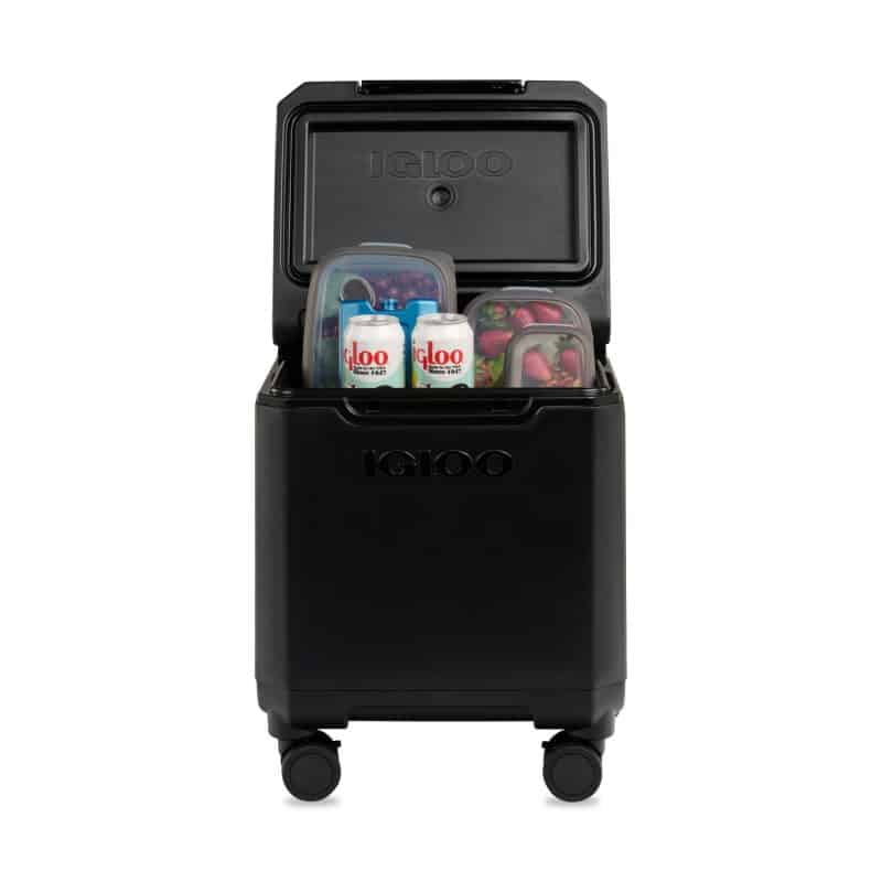 Custom Igloo Tag Along Spinner Cooler - Black with Company Logo - Personalized Bulk Corporate Gift - 4