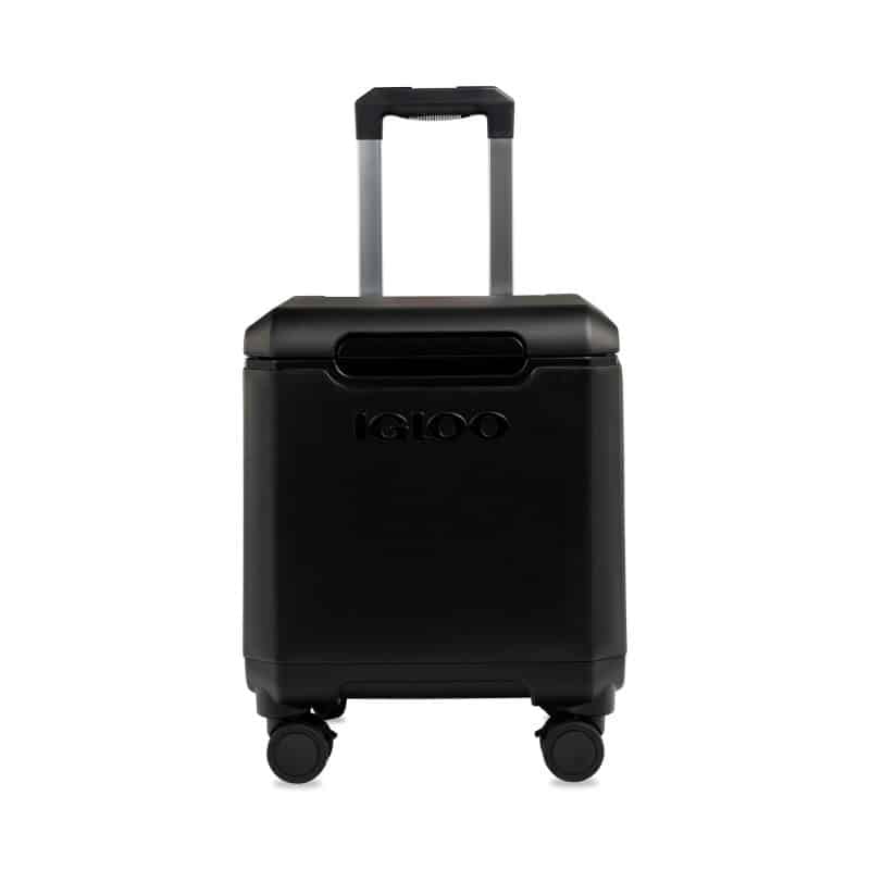Custom Igloo Tag Along Spinner Cooler - Black with Company Logo - Personalized Bulk Corporate Gift