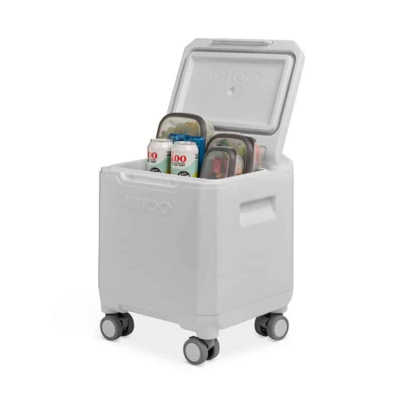Custom Igloo Tag Along Spinner Cooler - White with Company Logo - Personalized Bulk Corporate Gift - 2