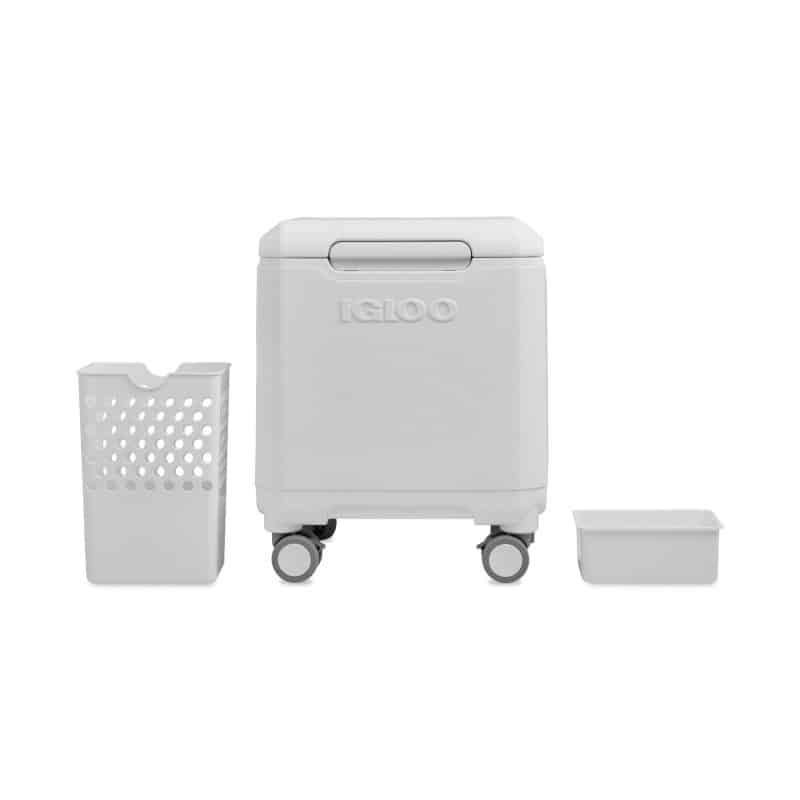 Custom Igloo Tag Along Spinner Cooler - White with Company Logo - Personalized Bulk Corporate Gift - 3