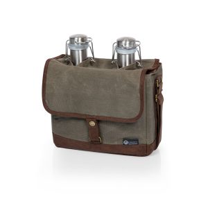 Custom Insulated Double Growler Tote w/64 oz. Stainless Steel Growlers with Company Logo - Personalized Bulk Corporate Gift