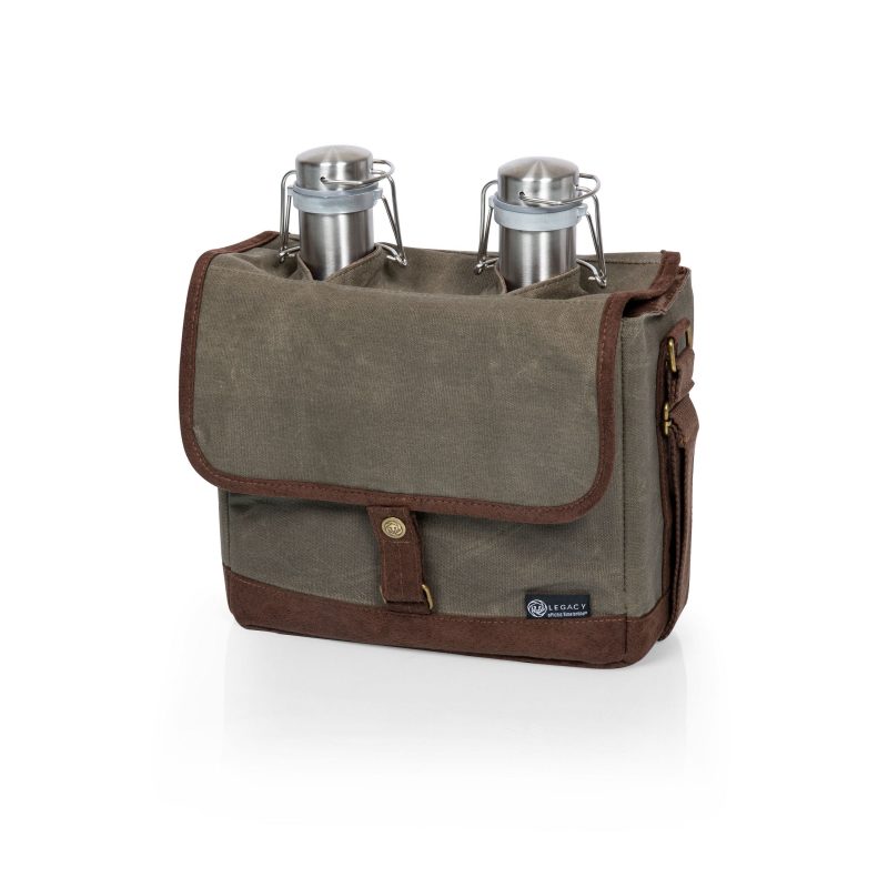 Custom Insulated Double Growler Tote w/64 oz. Stainless Steel Growlers with Company Logo - Personalized Bulk Corporate Gift