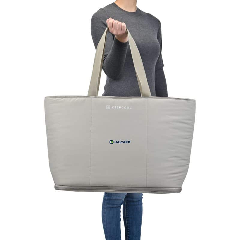 Custom KEEPCOOL Rio Quilted Expandable Cooler - Latte with Company Logo - Personalized Bulk Corporate Gift - 2