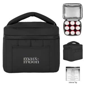 Custom Luxe Puffer Rpet 9 Can Cooler Bag with Company Logo - Personalized Bulk Corporate Gift
