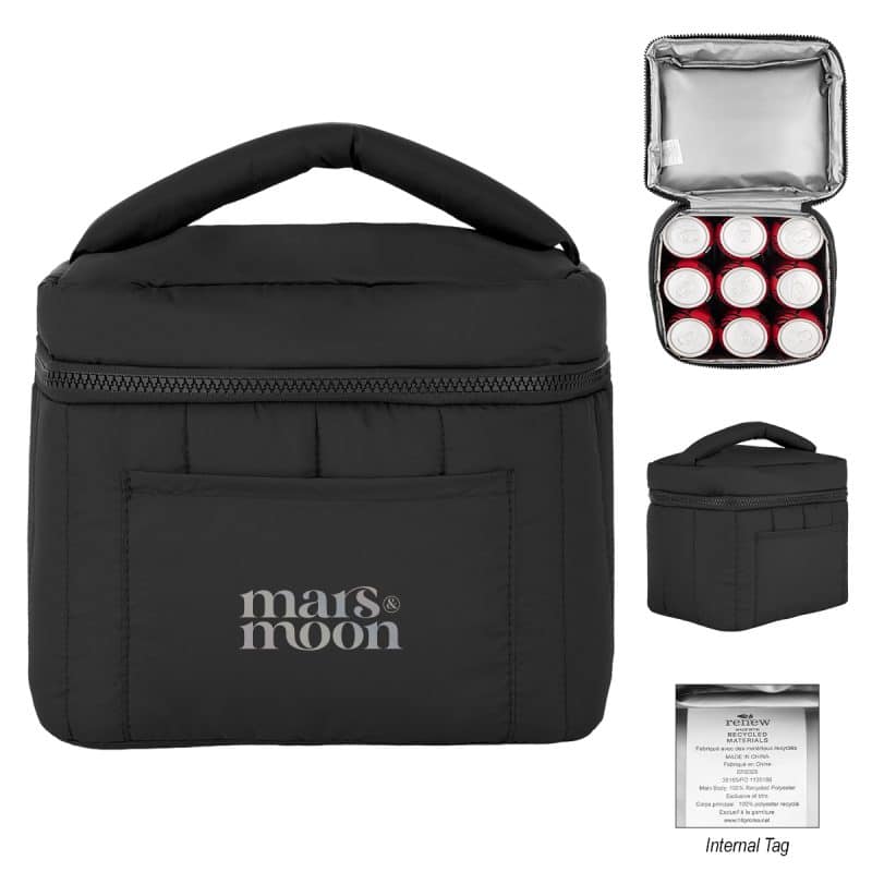 Custom Luxe Puffer Rpet 9 Can Cooler Bag with Company Logo - Personalized Bulk Corporate Gift