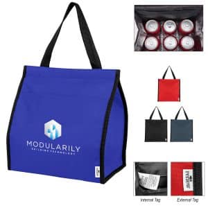 Custom Mable Rpet 11 Can Cooler Bag with Company Logo - Personalized Bulk Corporate Gift