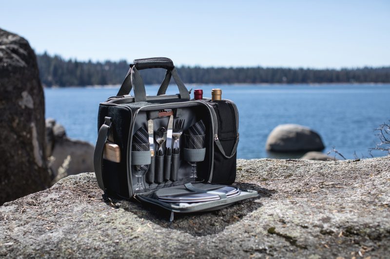 Custom Malibu - Picnic Tote w/Deluxe Picnic Service for 2 - Solid Colors with Company Logo - Personalized Bulk Corporate Gift - 5