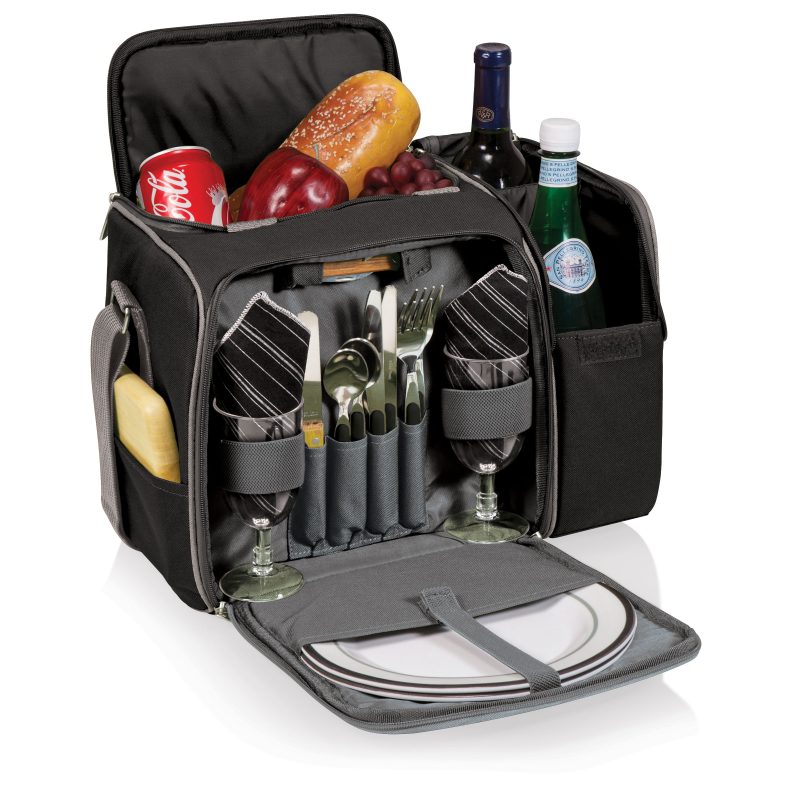 Custom Malibu - Picnic Tote w/Deluxe Picnic Service for 2 - Solid Colors with Company Logo - Personalized Bulk Corporate Gift - 6