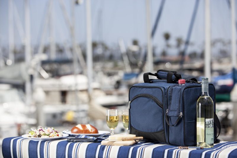 Custom Malibu - Picnic Tote w/Deluxe Picnic Service for 2 - Solid Colors with Company Logo - Personalized Bulk Corporate Gift - 7