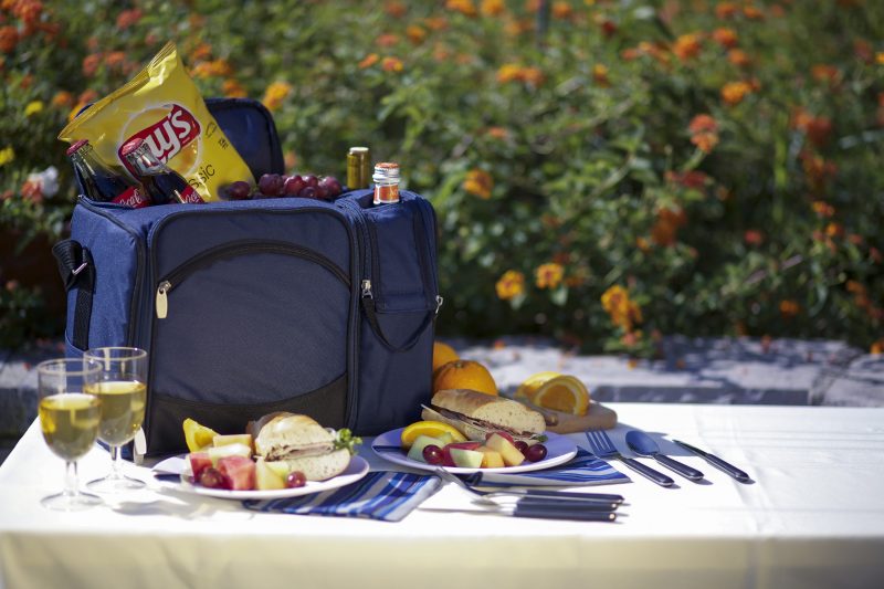Custom Malibu - Picnic Tote w/Deluxe Picnic Service for 2 - Solid Colors with Company Logo - Personalized Bulk Corporate Gift - 9