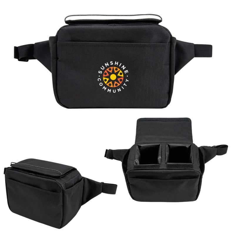 Custom Outpost Rpet 2 Can Cooler Belt Bag with Company Logo - Personalized Bulk Corporate Gift - 2