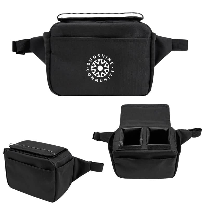Custom Outpost Rpet 2 Can Cooler Belt Bag with Company Logo - Personalized Bulk Corporate Gift - 3