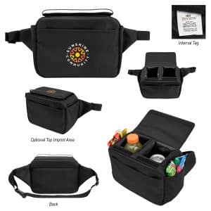 Custom Outpost Rpet 2 Can Cooler Belt Bag with Company Logo - Personalized Bulk Corporate Gift