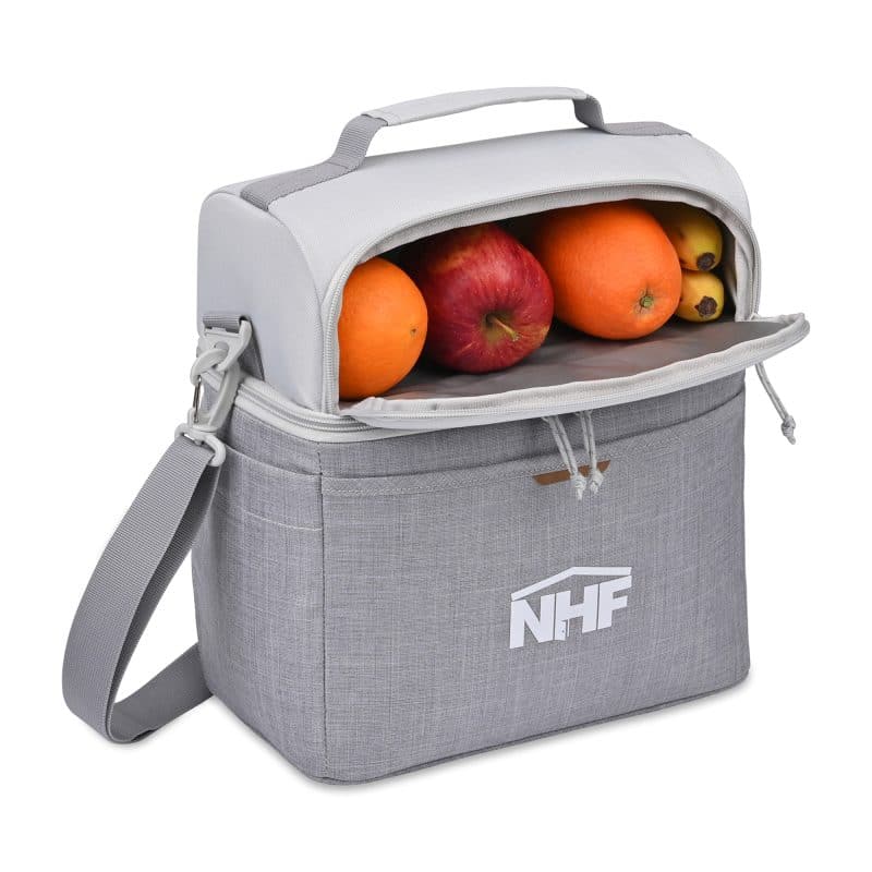 Custom Parkview Recycled rPET Lunch Box Cooler - Greystone with Company Logo - Personalized Bulk Corporate Gift - 3