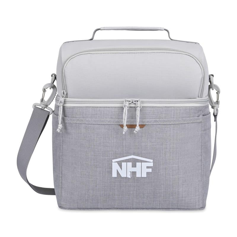Custom Parkview Recycled rPET Lunch Box Cooler - Greystone with Company Logo - Personalized Bulk Corporate Gift