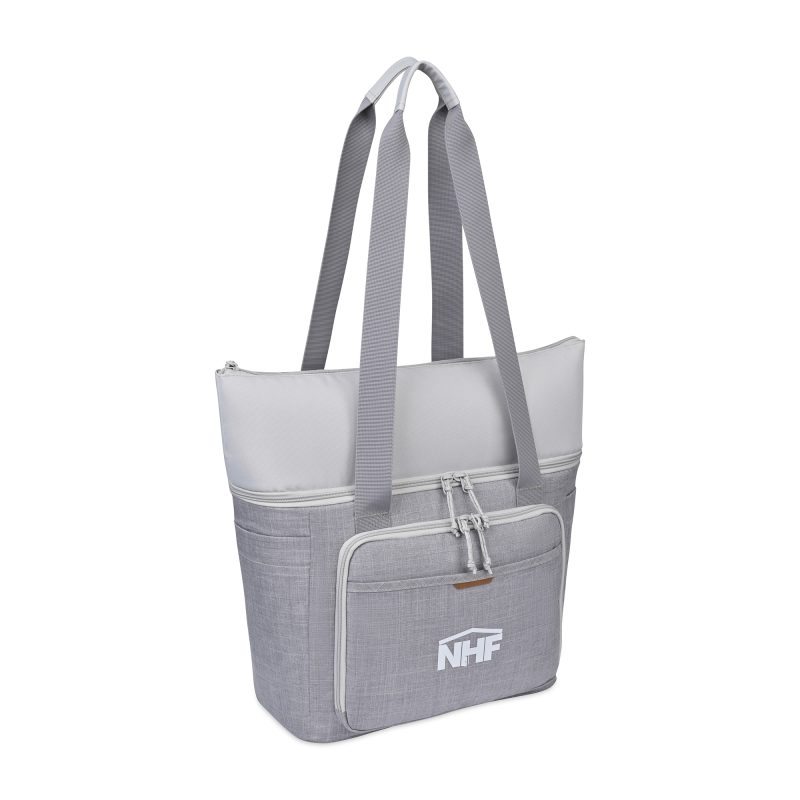 Custom Parkview Recycled rPET Tote Cooler - Greystone with Company Logo - Personalized Bulk Corporate Gift - 2