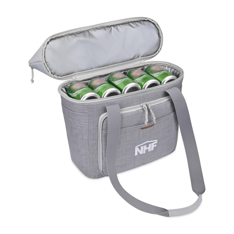 Custom Parkview Recycled rPET Tote Cooler - Greystone with Company Logo - Personalized Bulk Corporate Gift - 6