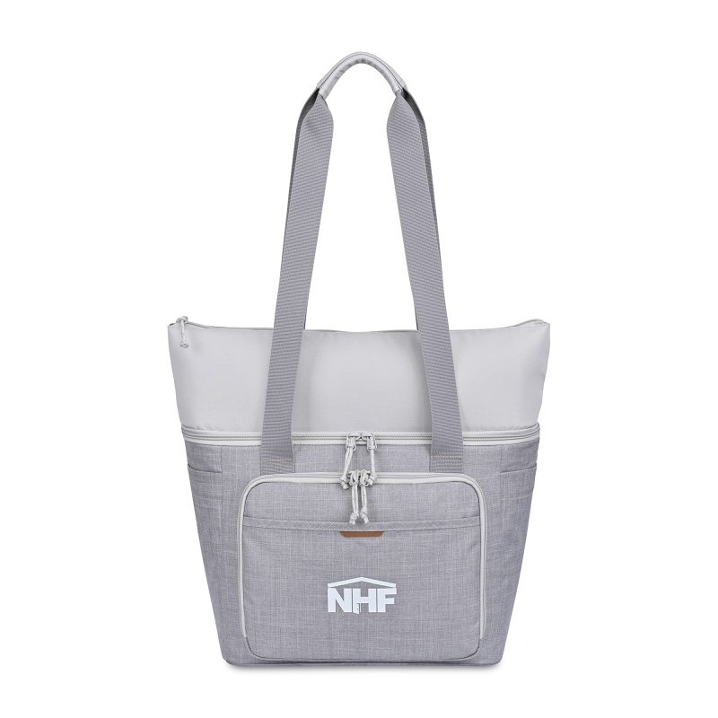 Custom Parkview Recycled rPET Tote Cooler - Greystone with Company Logo - Personalized Bulk Corporate Gift