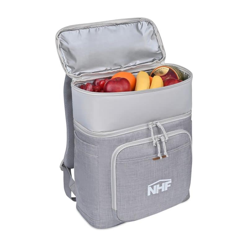 Custom Parkview Recycled rPETBackpack Cooler - Greystone with Company Logo - Personalized Bulk Corporate Gift - 4