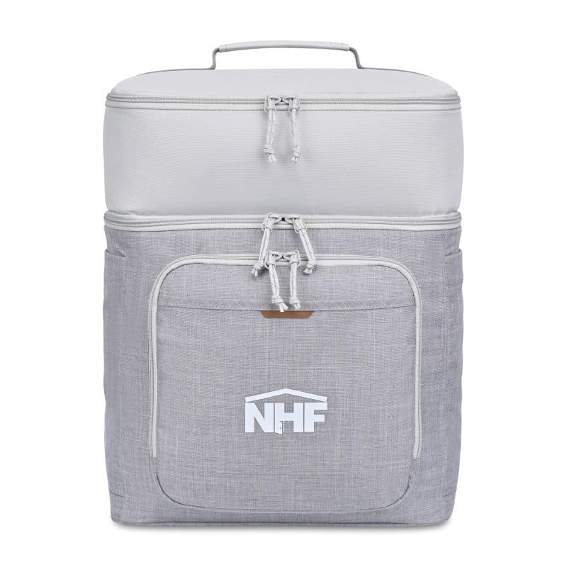 Custom Parkview Recycled rPETBackpack Cooler - Greystone with Company Logo - Personalized Bulk Corporate Gift
