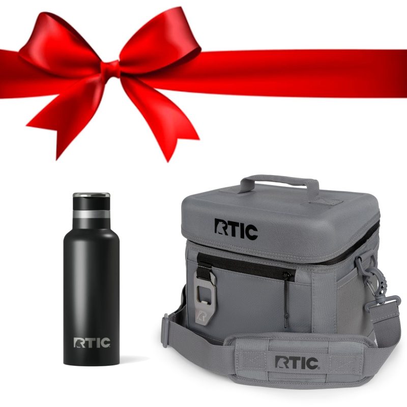 Custom RTIC® Gift Set - 8 Can Everyday Soft Cooler and 16 oz Journey Bottle with Company Logo - Personalized Bulk Corporate Gift