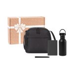 Custom Ready to Go Lunch Cooler & Water Bottle Onboarding Gift Set - Black with Company Logo - Personalized Bulk Corporate Gift - 1