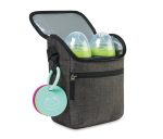 Custom Reagan Recycled rPET Baby Bottle Cooler - Charcoal Heather with Company Logo - Personalized Bulk Corporate Gift - 1