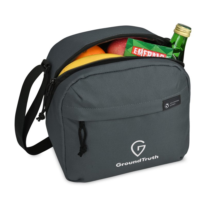 Custom Renew Recycled rPET Lunch Cooler - AWARE - Durango Grey with Company Logo - Personalized Bulk Corporate Gift - 3