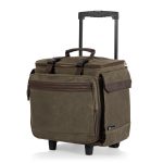 Custom Somm 12 Bottle Wine Tote with wheels- Khaki/Brown with Company Logo - Personalized Bulk Corporate Gift - 1