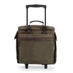 Custom Somm 12 Bottle Wine Tote with wheels- Khaki/Brown with Company Logo - Personalized Bulk Corporate Gift