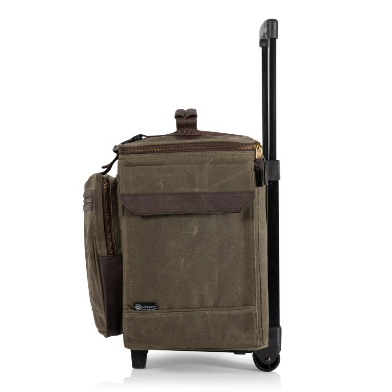 Custom Somm 12 Bottle Wine Tote with wheels- Khaki/Brown with Company Logo - Personalized Bulk Corporate Gift - 2