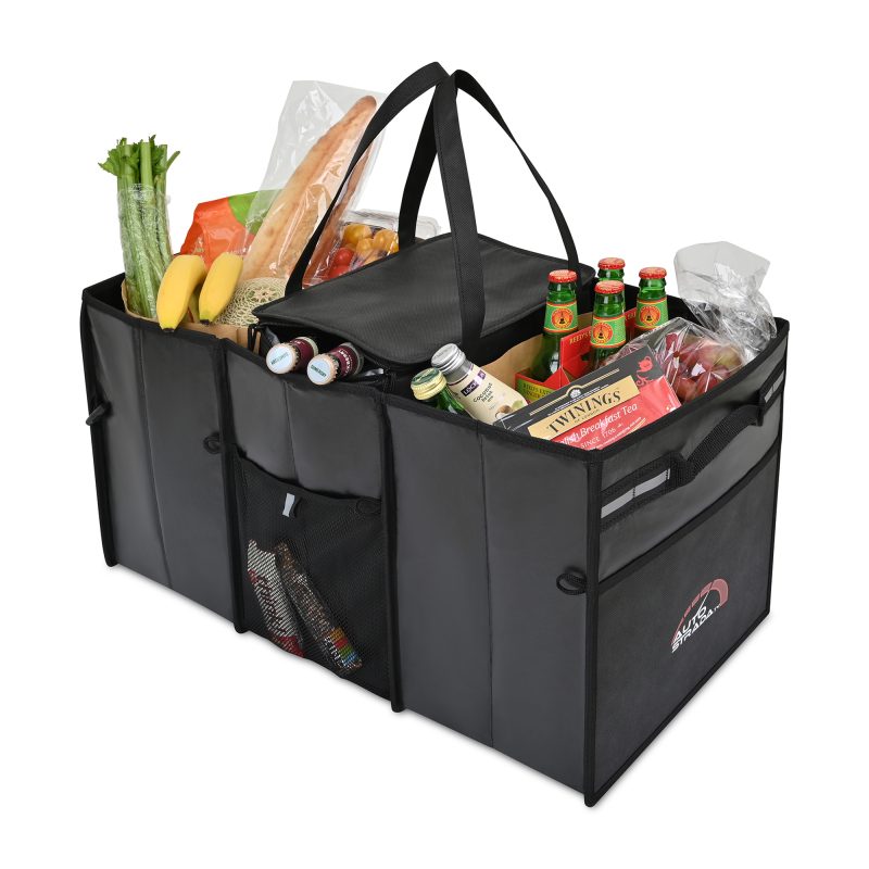 Custom Structure Laminated Recycled Non-Woven Cargo Box with Cooler - Black with Company Logo - Personalized Bulk Corporate Gift - 2