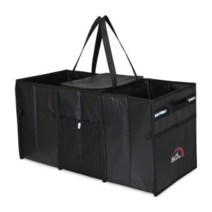 Custom Structure Laminated Recycled Non-Woven Cargo Box with Cooler - Black with Company Logo - Personalized Bulk Corporate Gift