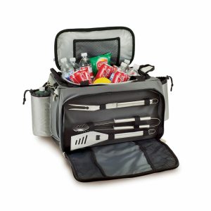 Custom Vulcan All-In-One BBQ Grill/Cooler/Tote w/Gas Grill & BBQ Tools with Company Logo - Personalized Bulk Corporate Gift