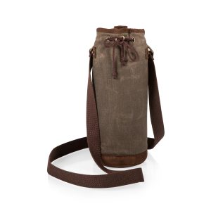 Custom Waxed Canvas Wine Tote with Company Logo - Personalized Bulk Corporate Gift