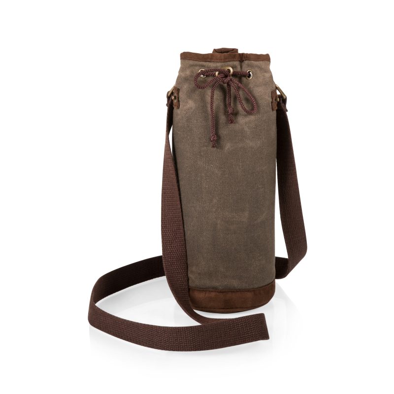 Custom Waxed Canvas Wine Tote with Company Logo - Personalized Bulk Corporate Gift