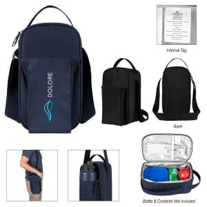 Custom Weston Rpet 4 Can Cooler Sling Bag with Company Logo - Personalized Bulk Corporate Gift