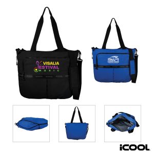 Custom iCOOL Penrose Recycled Nylon 24- to 36-Can Cooler Tote with Company Logo - Personalized Bulk Corporate Gift