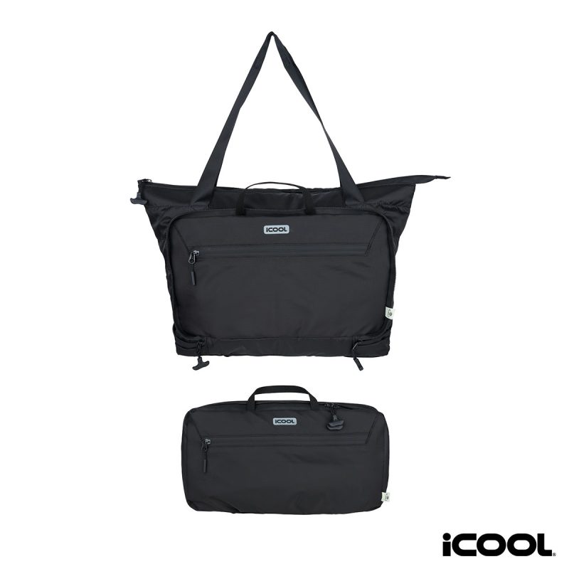 Custom iCOOL Rockvale Repreve Packable Puffer 20-Can Cooler Tote with Company Logo - Personalized Bulk Corporate Gift - 1