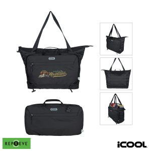 Custom iCOOL Rockvale Repreve Packable Puffer 20-Can Cooler Tote with Company Logo - Personalized Bulk Corporate Gift